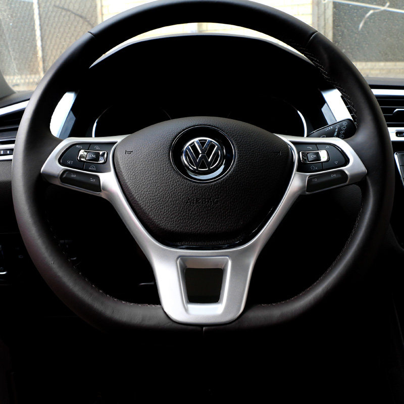 专用于17途观l方向盘亮片 大众全新途观l内饰改装方向盘d型装饰贴