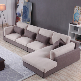 布艺沙发 北欧宜家客厅非同沙发现代简约 棉麻乳胶羽绒布艺沙发组合可