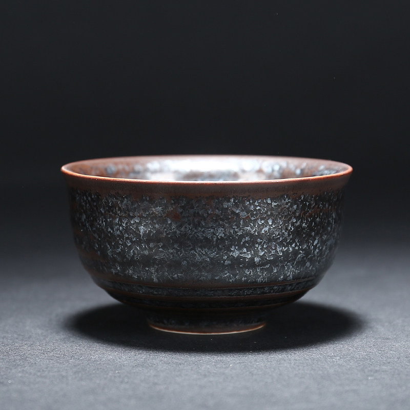 甲盏窑 李甲栈建盏天目杯银饰七彩银杯品茗杯陶瓷茶杯功夫主人杯