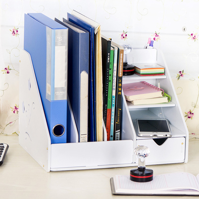 文件夹收纳盒办公桌面塑料放文件的架子多层韩国整理档案框置物架