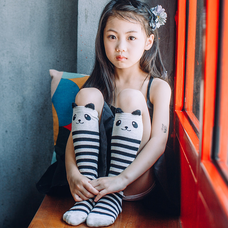 i look like女童袜子纯棉 中筒袜儿童卡通过膝长袜子宝宝中筒袜秋
