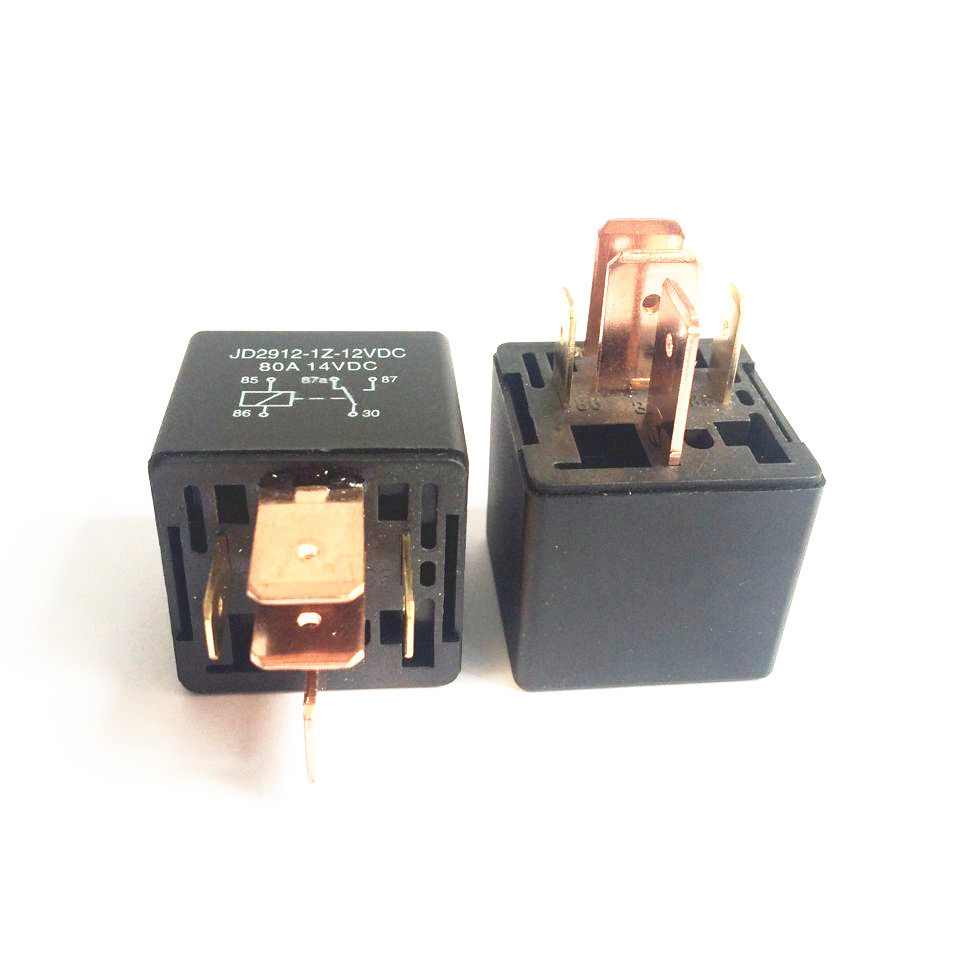 12v汽车继电器jd2912-1h两脚宽80a大功率继电器四脚