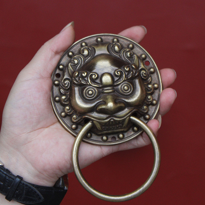 中式仿古铜门环老式门环扣纯铜兽头复古装饰古典小拉手大门铜配件