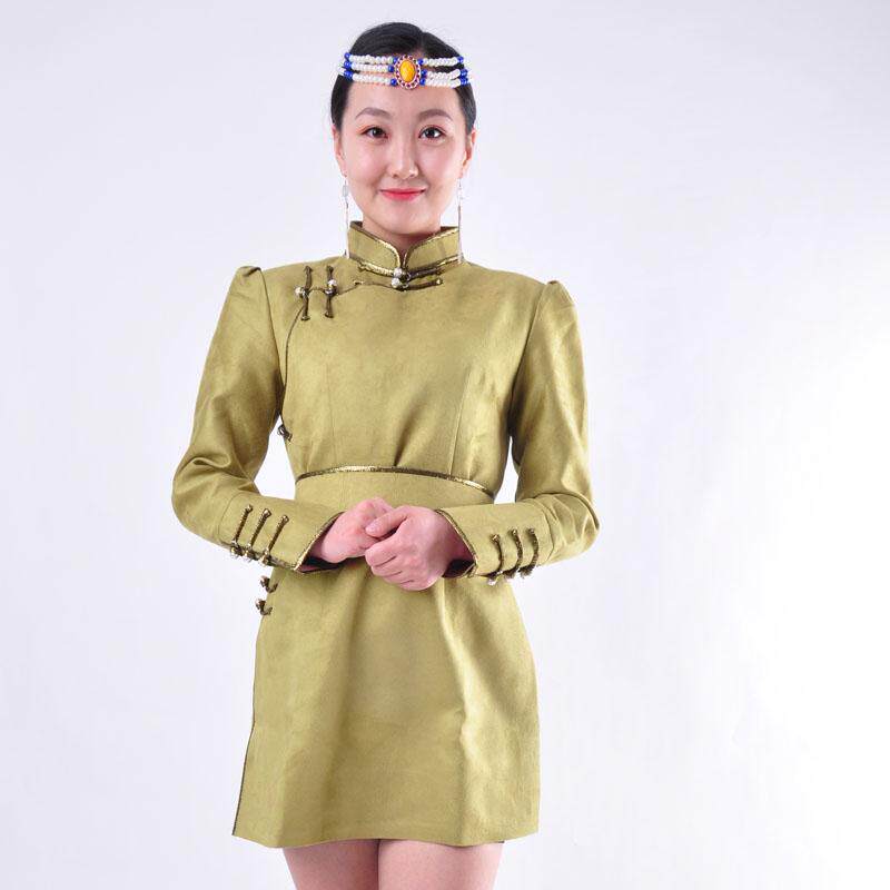 蒙古袍女款新款生活装成人内蒙民族现代服装日常仿鹿皮女士短款