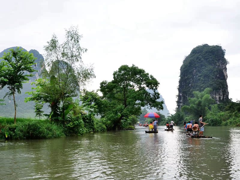 桂林旅遊陽朔遇龍河竹筏漂流金龍橋舊縣段可選接送店長推薦