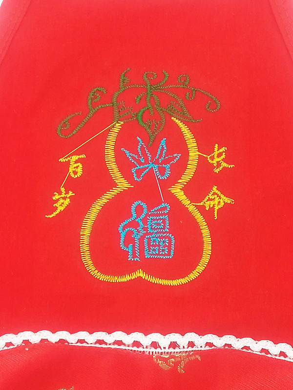 寶寶純棉刺繡肚兜 新生兒紅色繡花肚兜 嬰兒喜慶長命百歲護肚衣