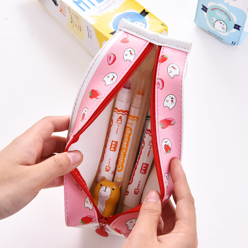 铅笔盒卡通收纳可爱创意容量学生用品牛奶文具盒学习