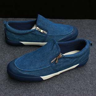 帆布鞋 a82 百威2016春季新款爆款时尚舒适拉链装饰套脚平底男帆布鞋