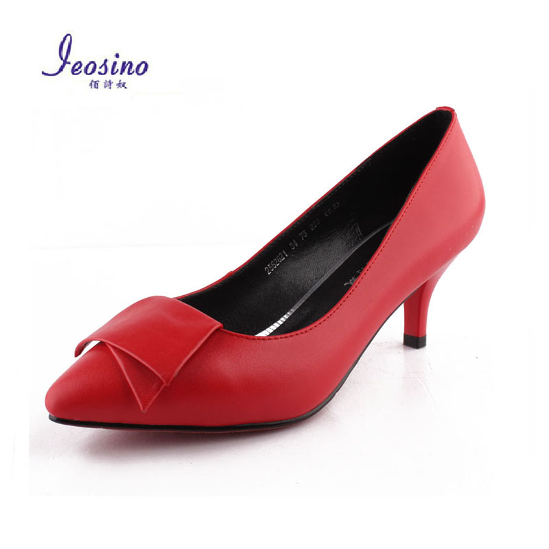 佰诗奴2016秋季新款女鞋真皮浅口性感优雅高跟鞋套脚单鞋2562912