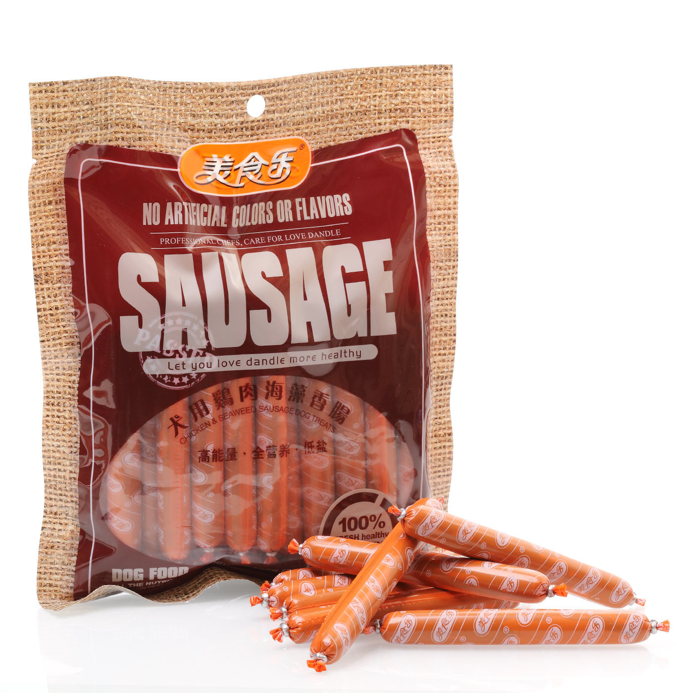 包邮 美食乐 狗零食 狗香肠 火腿肠24支 牛肉胡萝卜 鸡肉海藻350g