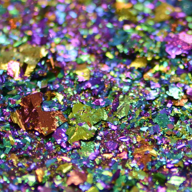 美甲进口云锦粉七彩梦幻星空片指甲亮片变色片美甲七彩粉12色套装