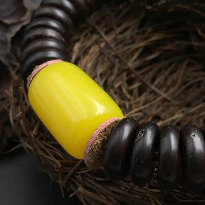 印尼老料泥鳅背椰壳手串男 深棕色 13mm 文玩饰品 二代蜜蜡鸡油黄