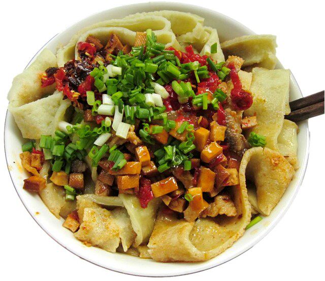 贵州特产 铜仁手工绿豆粉 锅巴粉皮 米皮 小吃 500克 送调料