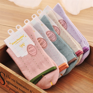 cocovanilla内衣女经典莫代尔日系小1双圆点甜美短筒保暖袜子