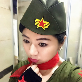 軍綠色水兵舞帽子船形帽空姐女生軍帽男女式廣場舞女士制服呢船帽