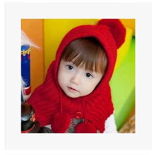 2016秋冬小红帽韩国儿童毛线斗篷女宝宝披肩秋冬毛线坎肩连体帽