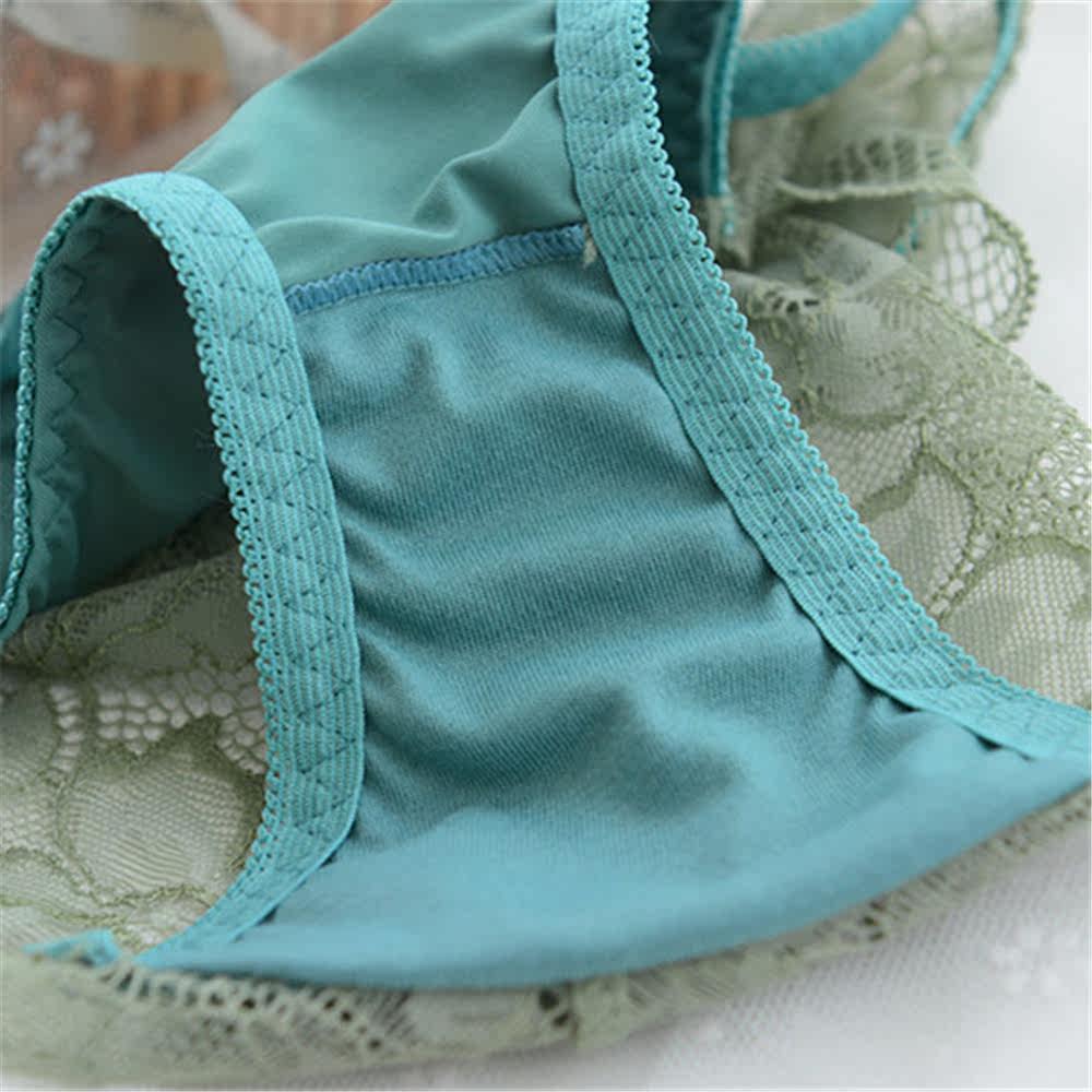 蕾丝一片式高端刺绣牛奶丝冰丝无痕包臀内裤 女纯棉底裆性感速干