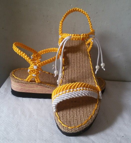 女凉鞋29号涟漪 孺子牛鞋底 中国结手工编织拖鞋 中国风 婚嫁礼品