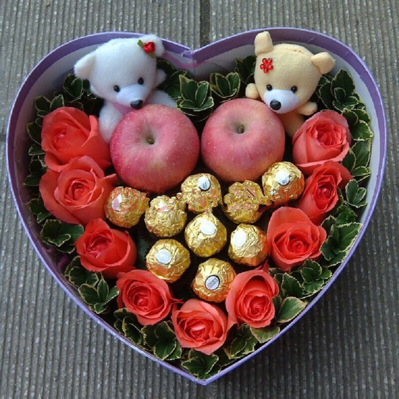 圣诞平安果太原心形玫瑰礼盒鲜花大同长治临汾榆次晋城忻州临汾