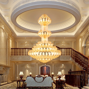 欧式复式楼客厅大吊灯别墅大厅水晶吊灯楼中楼酒店工程灯楼梯灯
