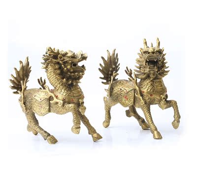 桌面风水工招财动物麒麟铜质工艺开光家居装饰品摆件艺品摆设礼品