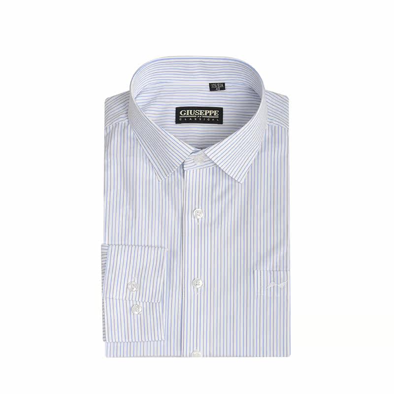 乔治白衬衫棉混纺条纹男士衬衣商务休闲中年秋款男衬衫