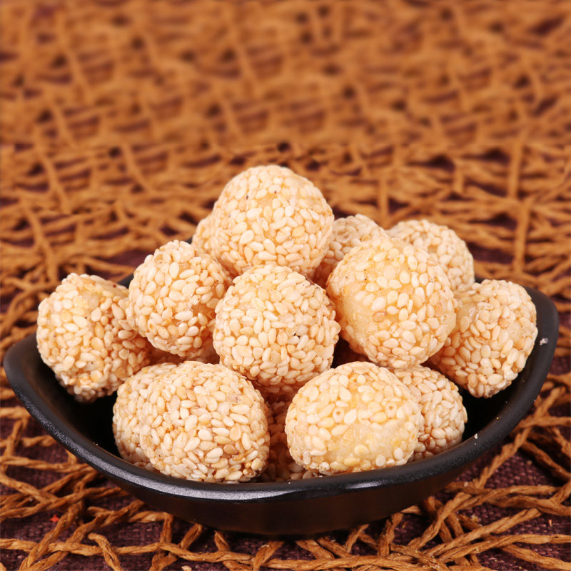 野娃糯米麻球安徽特产传统糕点休闲零食茶点小吃油果子小麻球350g