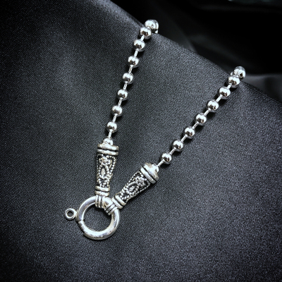 正品泰银项链长款复古男女银链子925纯银日韩链圆l珠泰国佛牌链