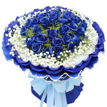韩式花束11朵33朵蓝色玫瑰蓝色妖姬生日祝福爱情武汉鲜花速递配送