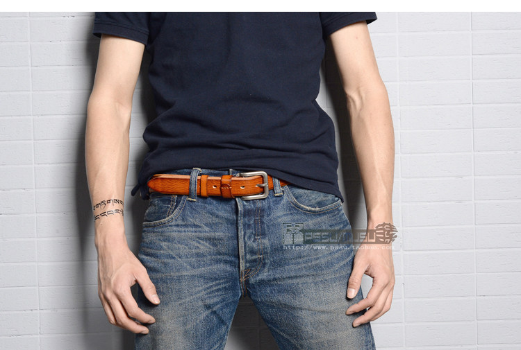 皮薯薯 男士皮带真皮休闲针扣韩版牛仔女裤带头层纯牛皮复古腰带 宽度