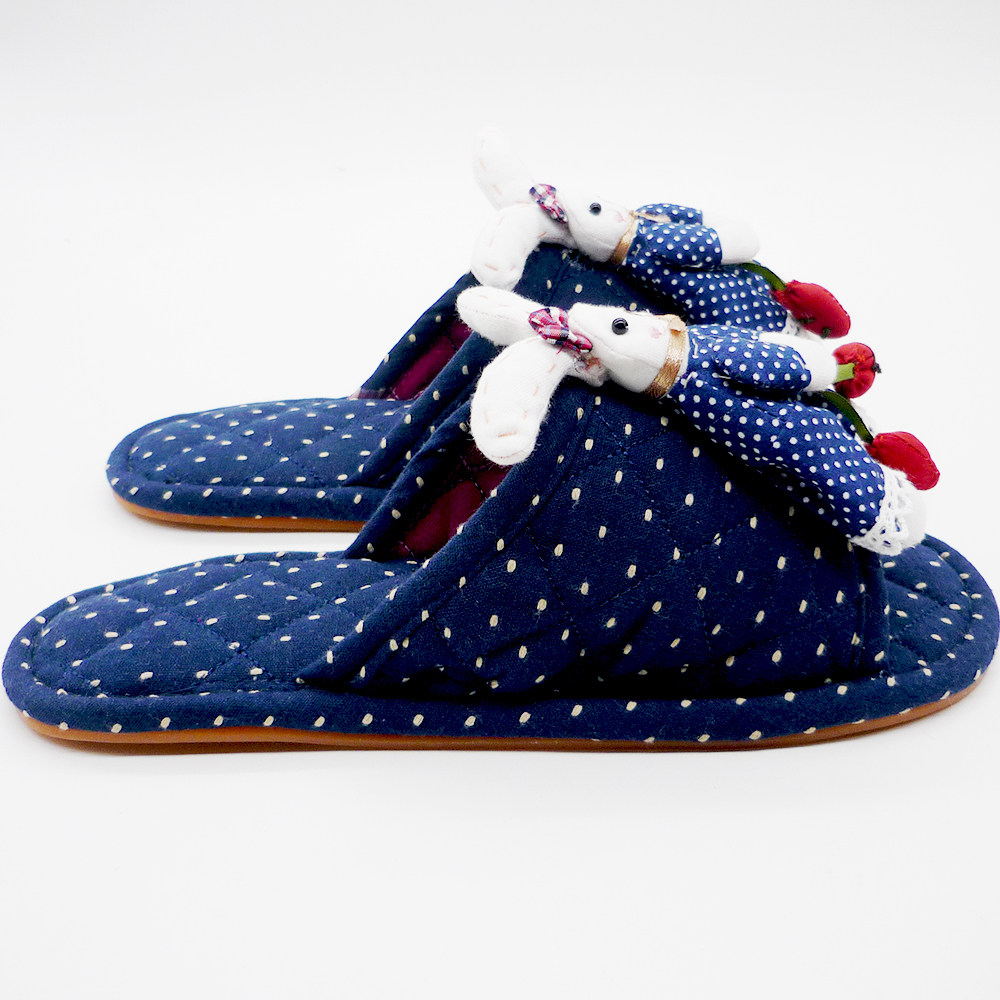 家居拖鞋 居家手工卡通布艺拖鞋 棉布地板地毯拖鞋牛筋底可机洗