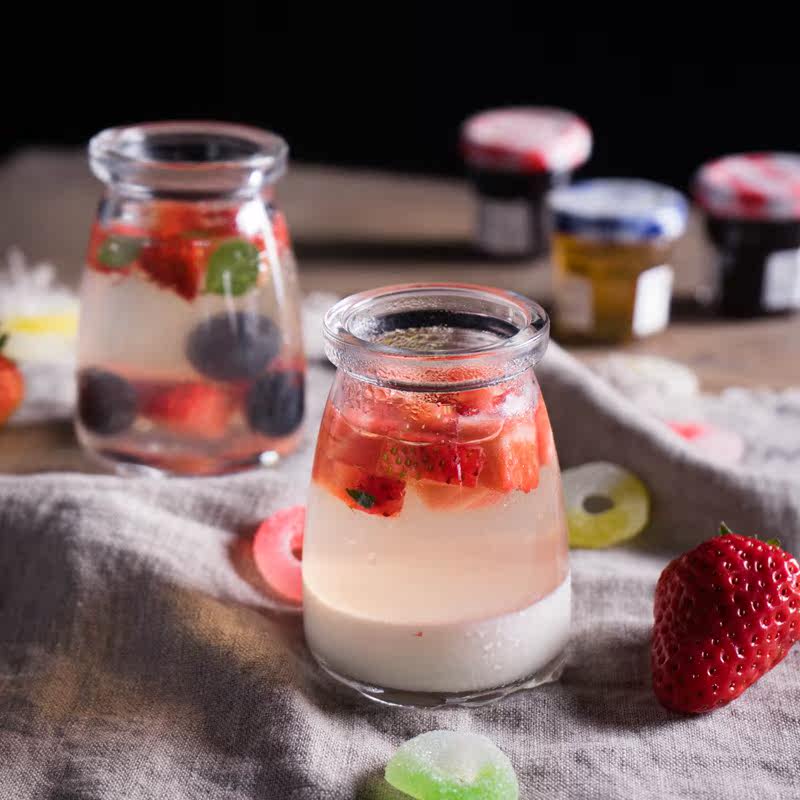 6个布丁瓶 带盖耐高温玻璃酸奶瓶果冻杯小布丁杯子装烘焙工具