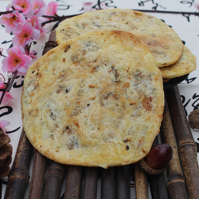 黄山烧饼正宗薄金脆安徽黄山特产梅干菜酥饼扣肉饼零食芝麻薄酥饼