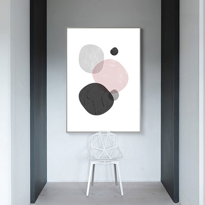 柏轩 黑白抽象色块 现代北欧极简风格客厅装饰画餐厅卧室床头挂画