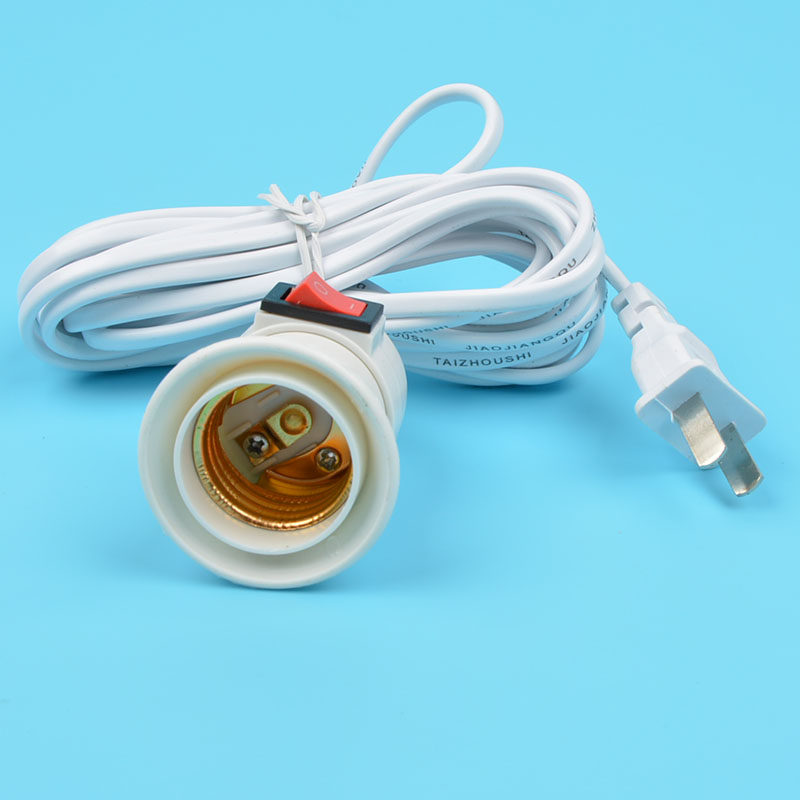 灯头带线e27螺口灯座带开关插头线 夜市灯头延长线家用照明