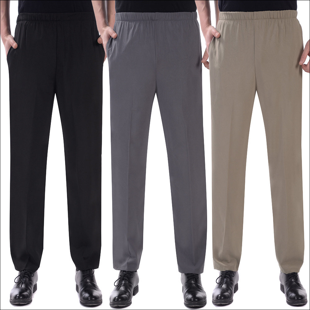 中老年男士休闲裤夏季薄款运动裤老年人男裤松紧高腰卫裤爸爸长裤