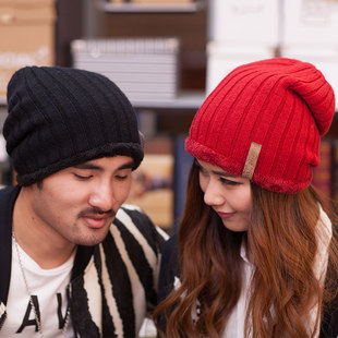 毛线帽子女士秋冬季韩国针织帽男纯手工保暖套头帽情侣帽纯色可爱