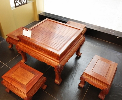 兰福红木家具 红木围棋桌 大果紫檀棋桌五件套 缅甸花梨 中式古典