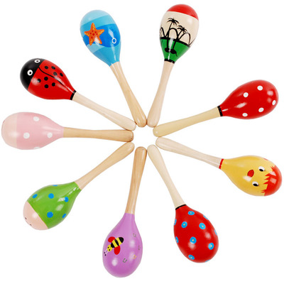 婴儿童宝宝益智玩具 木制彩色响棒大沙锤 沙球儿童节礼物手摇乐器