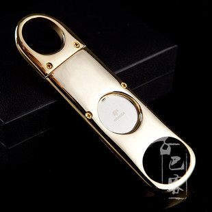 金色 高希霸cohiba 雪茄刀 八字型全不锈钢雪茄剪 金色拼银灰色