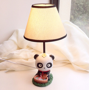 北欧创意礼品熊猫夜灯生日礼物宜家相框实木国宝熊猫台灯