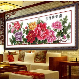 蒙娜丽莎十字绣客厅大画家居新款富贵花开一品天香牡丹花精准印花