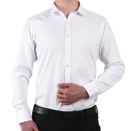 金丝狐 男士经典格子衬衫春款男式商务休闲蓝色条纹长袖免烫衬衣_7折