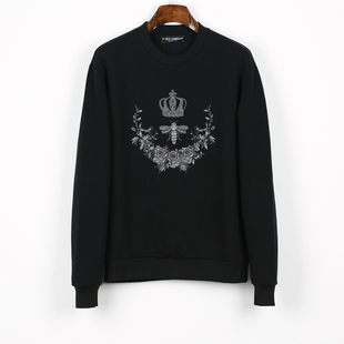 代购dolce gabbana/杜嘉班纳 新款刺绣皇冠蜜蜂男士加绒卫衣
