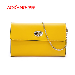 奥康15新款女包牛皮金属链条单肩包 时尚女士包包韩版复古斜挎包 新品