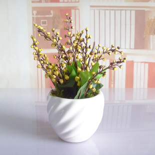 相思豆创意小盆栽套装迷你仿真植物盆景家居装饰品摆件车载盆景