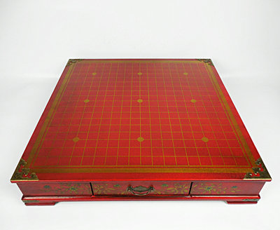 高档仿古台式 围棋桌套装云子五子棋棋实木质棋盘大号带抽屉红色
