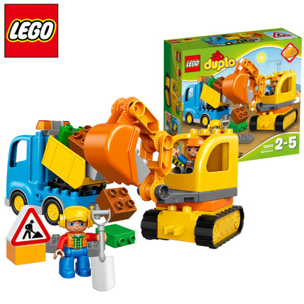 小鲁班工程系列积木挖掘机推土机起重机拼装益智积木玩具6-10岁_4折现