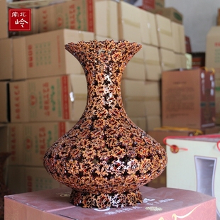 山核桃 手工艺品 山核桃花瓶 礼品 家居装饰 风水摆件 30cm