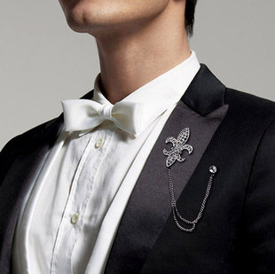 流苏 日韩版复古高档ch克家潮男士胸针 衬衫领针 英伦西服流苏链条